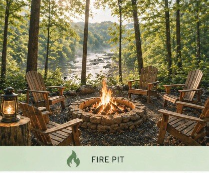 Fire pit at River's Edge Primitive Camping