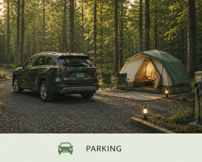 Parking at River's Edge Primitive Camping